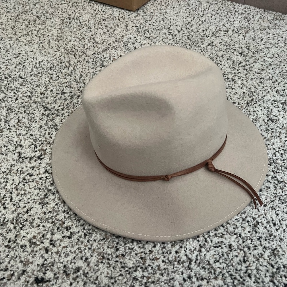Sabora Cream and Brown Fedora Hat with Wide Brim